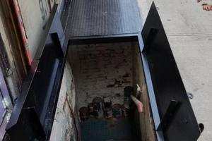 Monster cellar door install — sidewalk door installation NYC